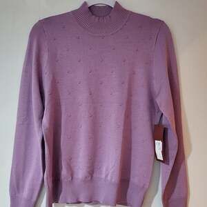 Love Scarlett Lavender Mock Neck Textured Dot Knit Sweater